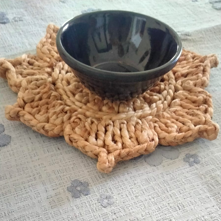 Jute Flower Coaster Set