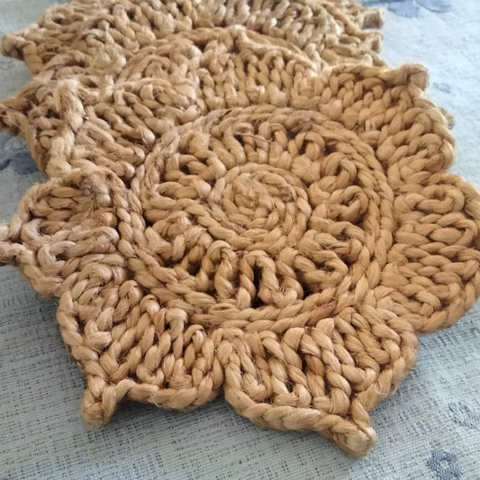 Jute Flower Coaster Set