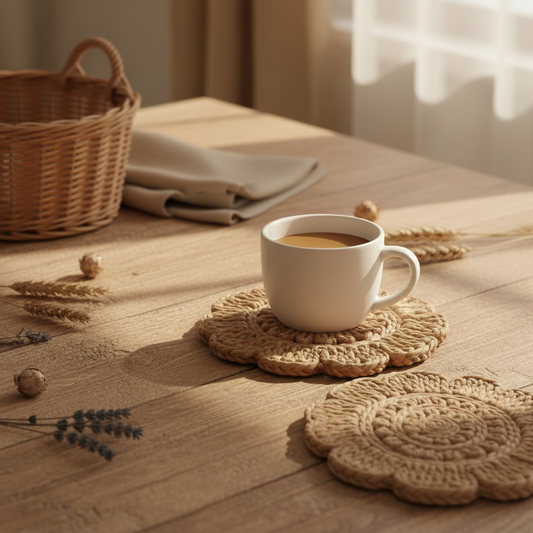 Jute Petal Coaster Set