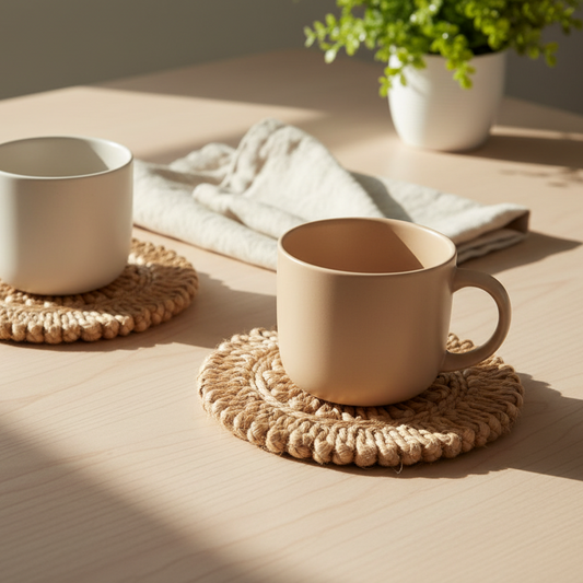 Jute Ruffle Coaster Set