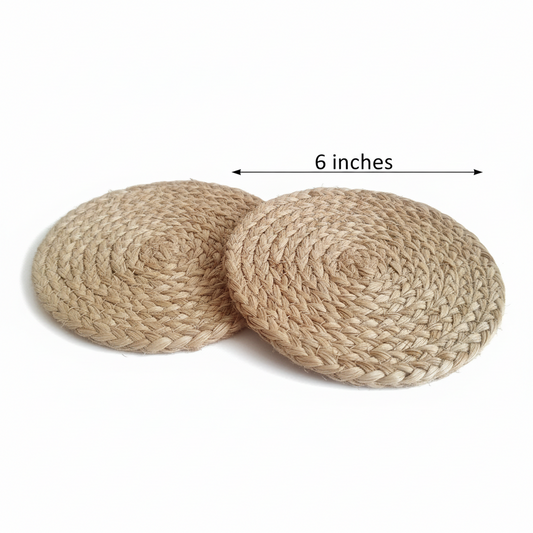 Jute Plain Circle coaster Set