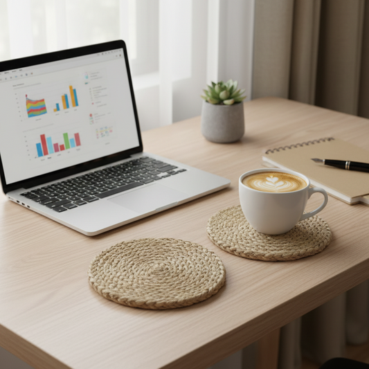 Jute Plain Circle coaster Set