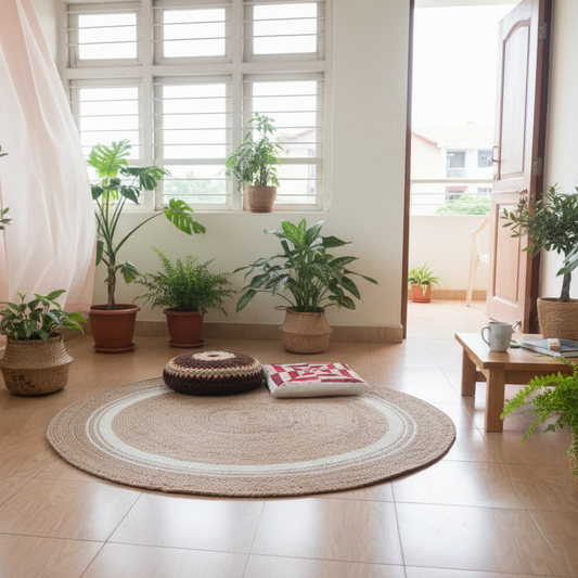 Jute White Circle Rug