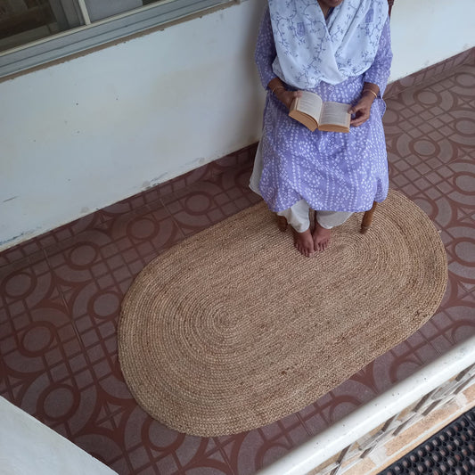 Jute Plain Oval Rug