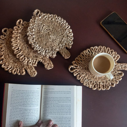 Jute Leaf Coaster Set