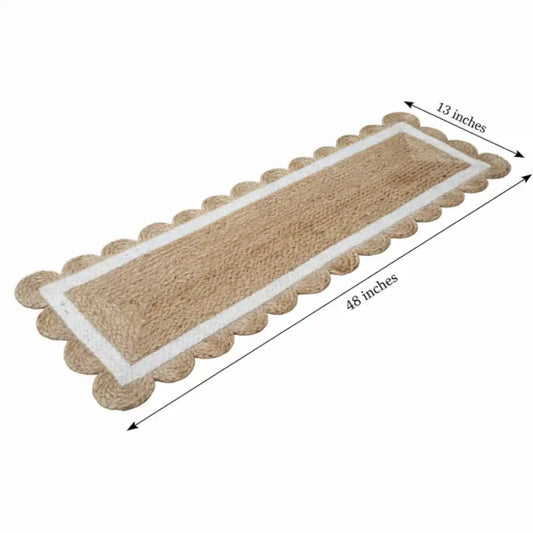 Jute White Scallop Runner