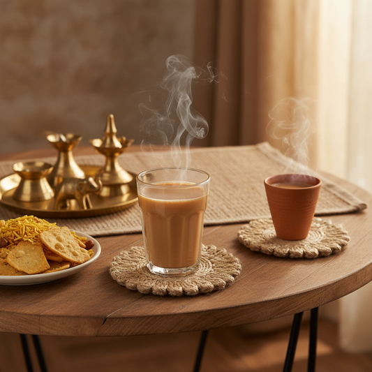 Jute Double Ruffle Coaster Set