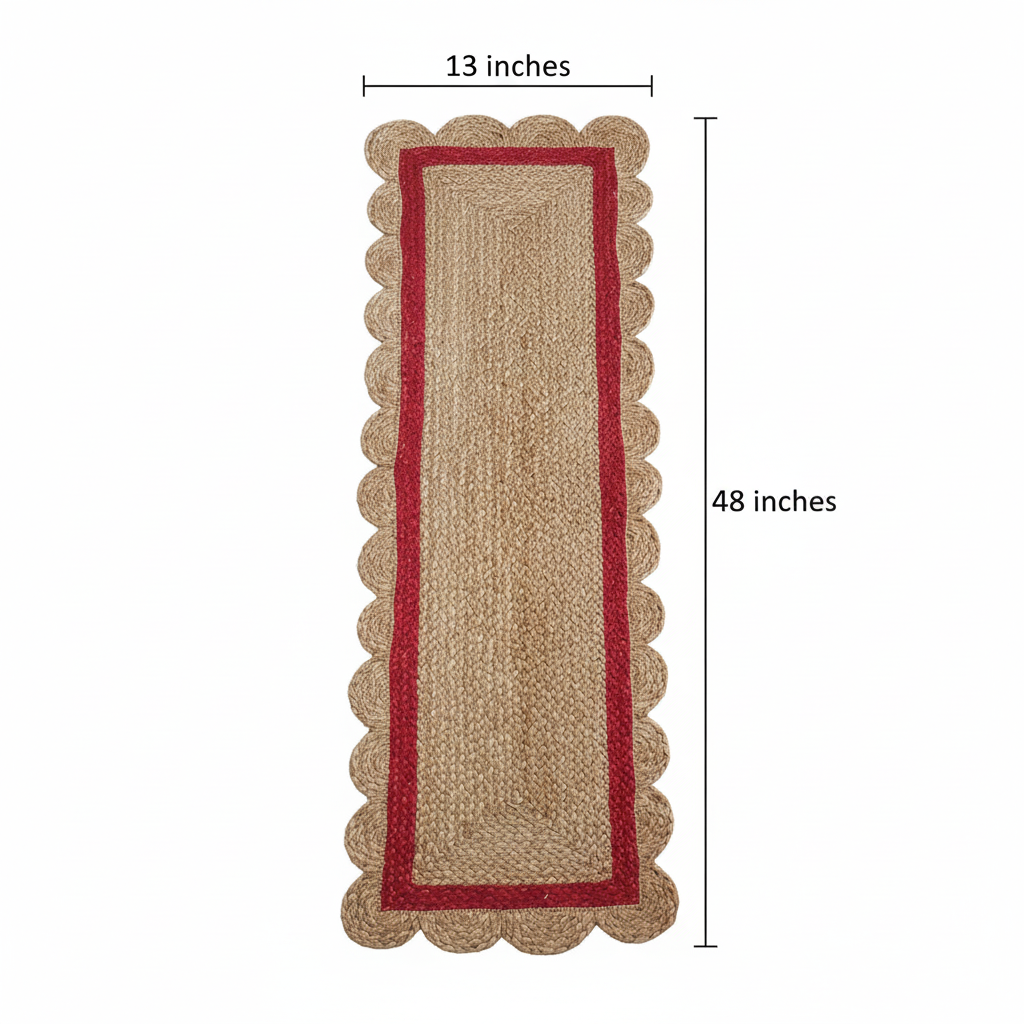 Jute Red Scallop Runner