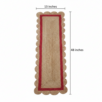 Jute Red Scallop Runner