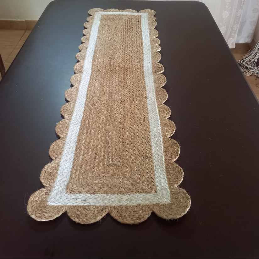 Jute White Scallop Runner