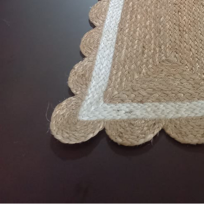 Jute White Scallop Runner